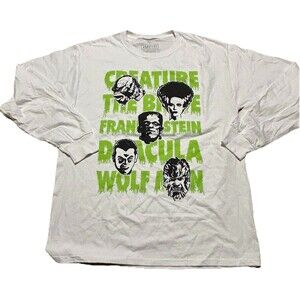 Universal Monsters Graphic T-Shirt Size Large White Horror Movie Tee NWOT